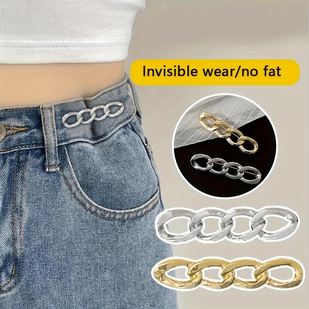 Versatile Waist Cinching Buckle for Jeans, Fashionable Alloy Adjustable Detachable No-Sew Button Belt, Shrink Waistband