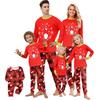 Family Matching Christmas Pajamas Set for Parents and Kids, Long Sleeve Neck Printed Pants Set