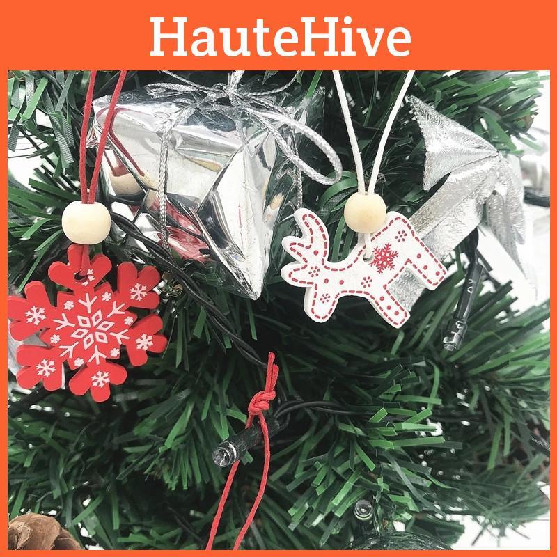 5cm 10pcs Christmas Tree Wooden Decor Xmas Home Hanging Ornaments Gift Pendants