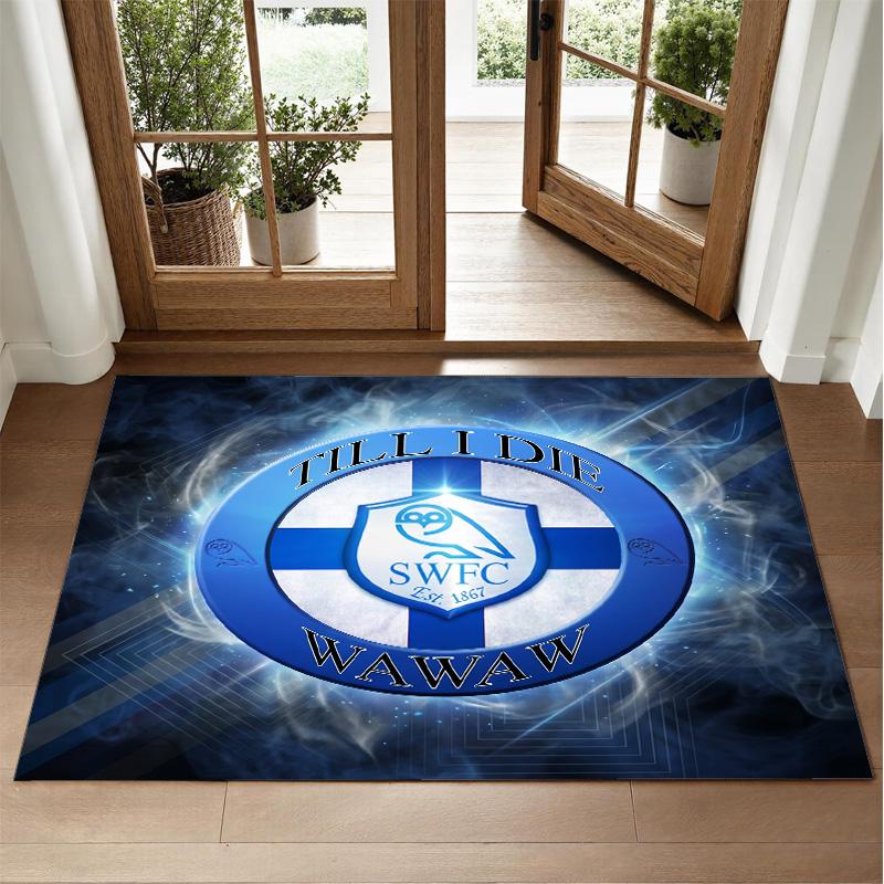 Sheffield Wednesday Design Crystal Velvet Rug Soft Decorative Mat for Bedroom Entrance