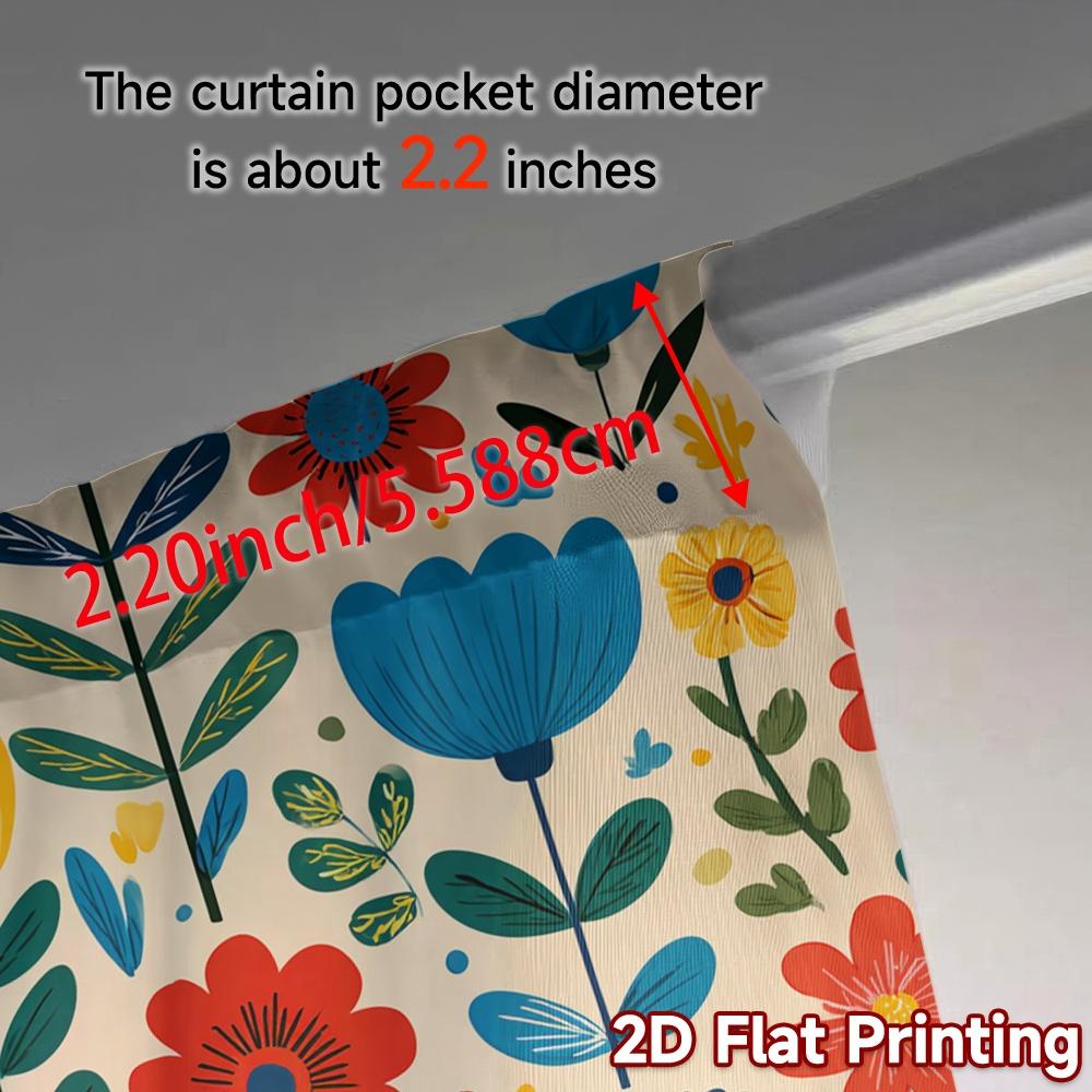 Set Of 2 Flat Printing Jit Curtains Without Rod Floral Whimsy Chic Curtain Durable Polyester Versatile All Use Made