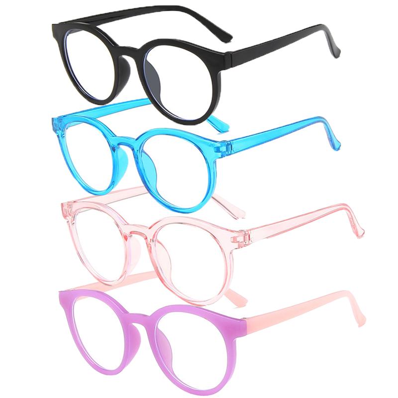 

4PCS Children Anti-blue Light Eyeglasses Ultra Light Frame Computer Round Frame Protection Portable Eyewear Goggles Spectacle