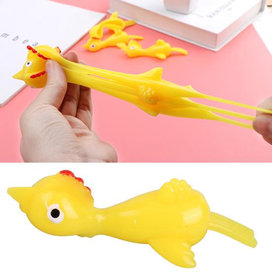 10Pcs Flying Chicken Catapult Rubber Chicken Finger Catapult Stretchy Chicken Shooter for Kids Indoor Outdoor