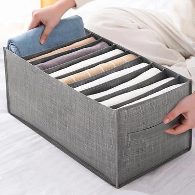 Foldable Fabric Storage Box with Compartments for Clothes Organization