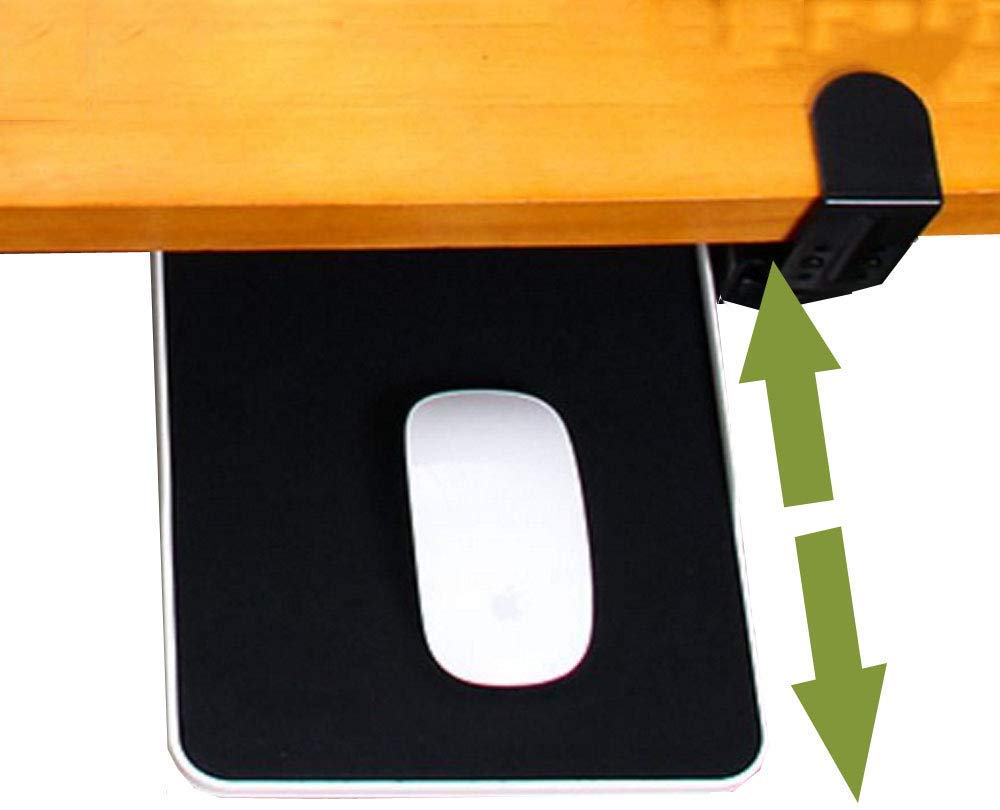 FUGEST Slider Mouse Table Armrest Clamp Type Hard Plastic (Black)