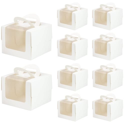 

Коробки для пирожных Koundeneko, Набор из 10 штук, с прозрачным окном и ручками, Коробки для одного кекса для свадеб, дней рождения, вечеринок и Рождества, Идеально для Че