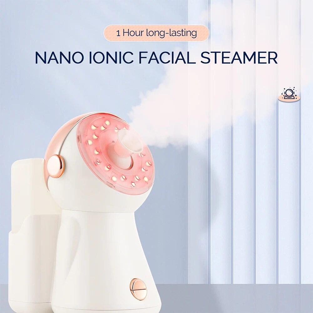 7Colors Photon Nano Hot Spray Face Steamer Sauna Pore Cleaner Red Light Therapy Skin Brightening Air Humidifier Facial Vaporizer