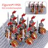 11 Silver Gray Knight Figures w Yel Edge Helm Swords Red Cross Shields White Cloaks No Baseplate