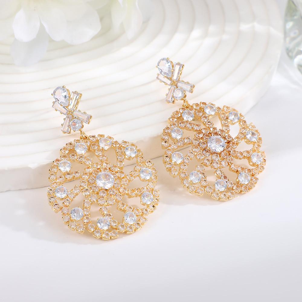 Eleganti Orecchini Pendenti Geometrici Con Zirconia Cubica Per Matrimonio E Abbigliamento Serale