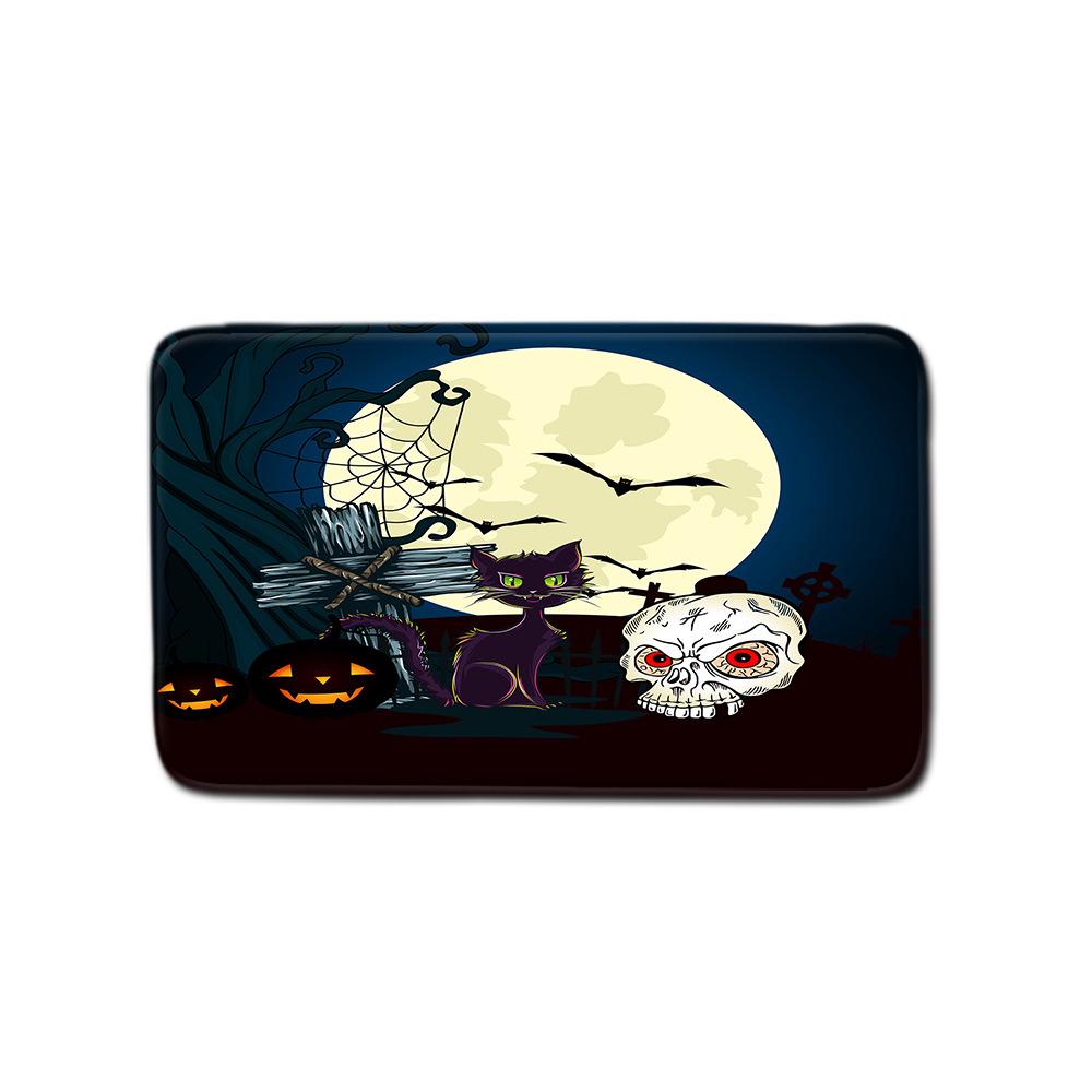 Halloween Shower Curtain Floor Mat Combination Four-Piece Set Bathroom Toilet Carpet Shower Room Foot Door Mat
