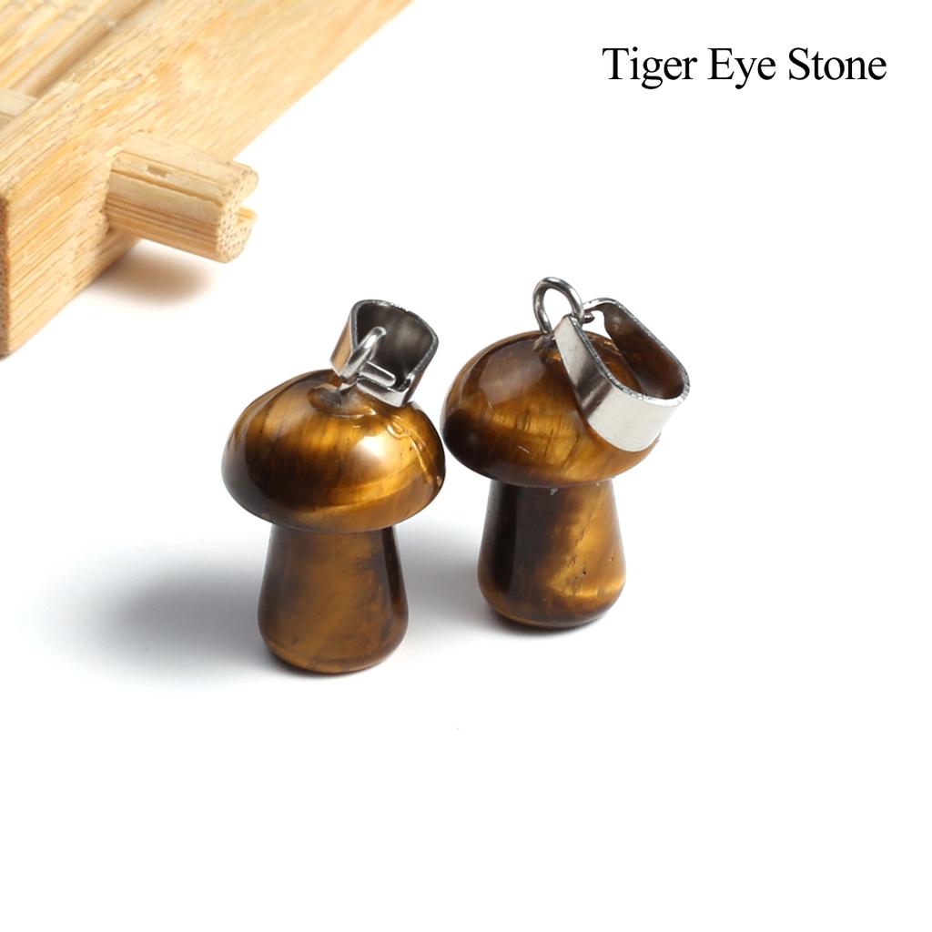 2 Stück, Handgefertigter Anhänger in Pilzform mit Edelstein, Reiki-Heilkristall Quarz Achat Jade Naturstein Anhänger Charms für Schmuckherstellung DIY 1,2×1,6cm
