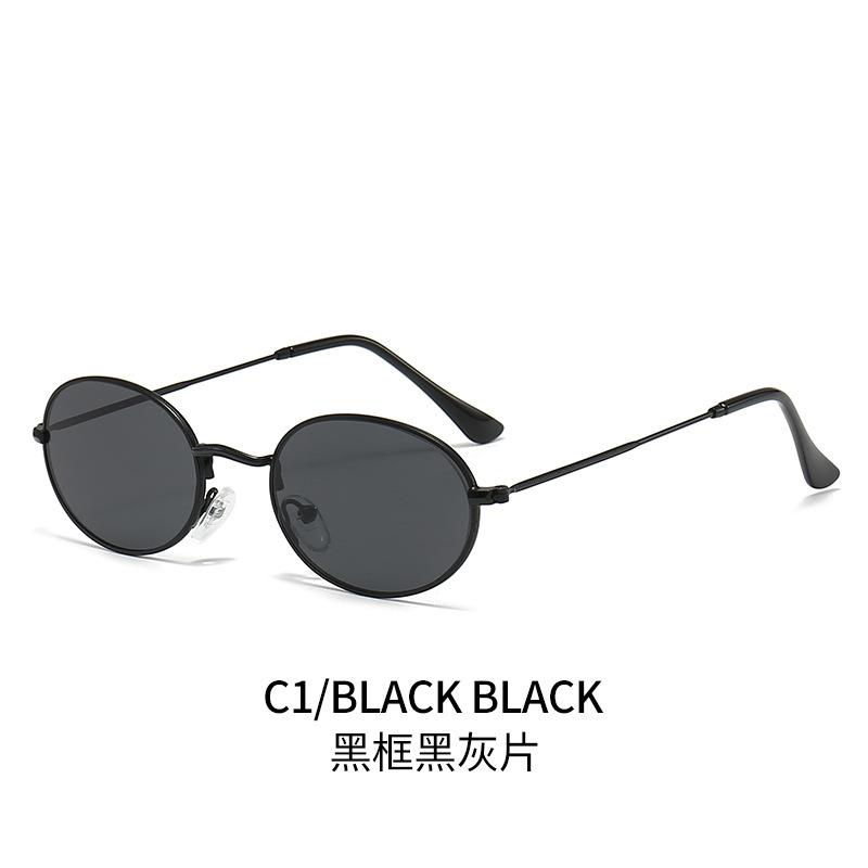 Metal sunglasses, retro oval-shaped, oversized style, punk sunglasses, driving glasses