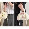 Plush Crossbody Bag Plush Bag for Women Girl Comfortable Casual Shoulder Bag White