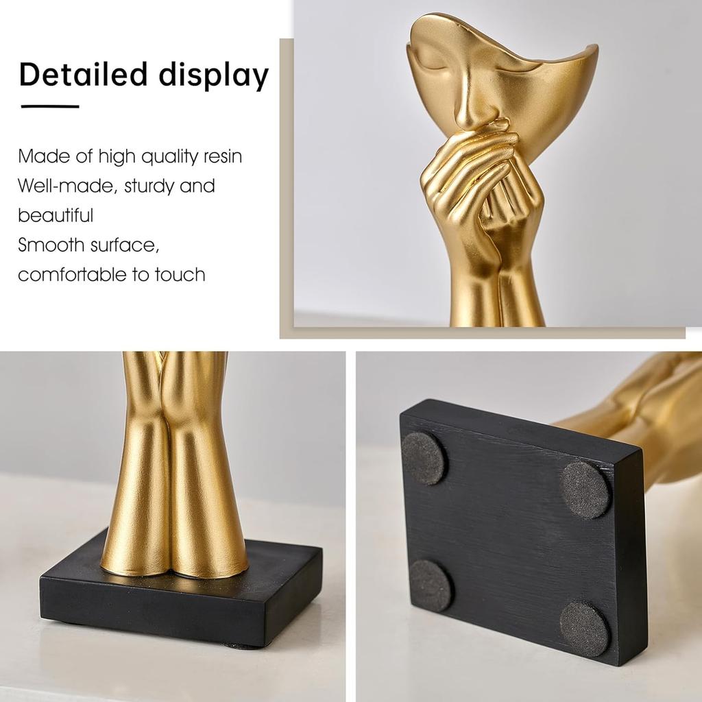 3 Pcs Gold Decor Prayer Statues, Modern Prayer of Peace Figurines Shelf Decor Accents, Abstract Art Sculpture Home Decorations for Living Room