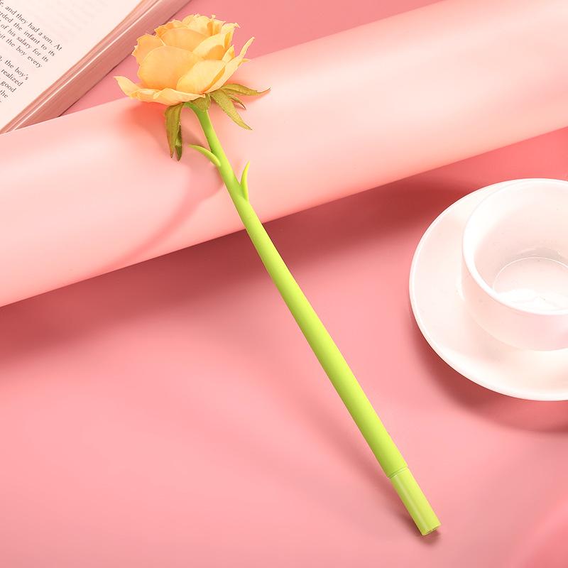 

2Pcs Cute Rose Flower Silicone Neutral Pen Office School Supplies Stationery Creative Sweet Pretty Lovely Soft Pen Burgundy