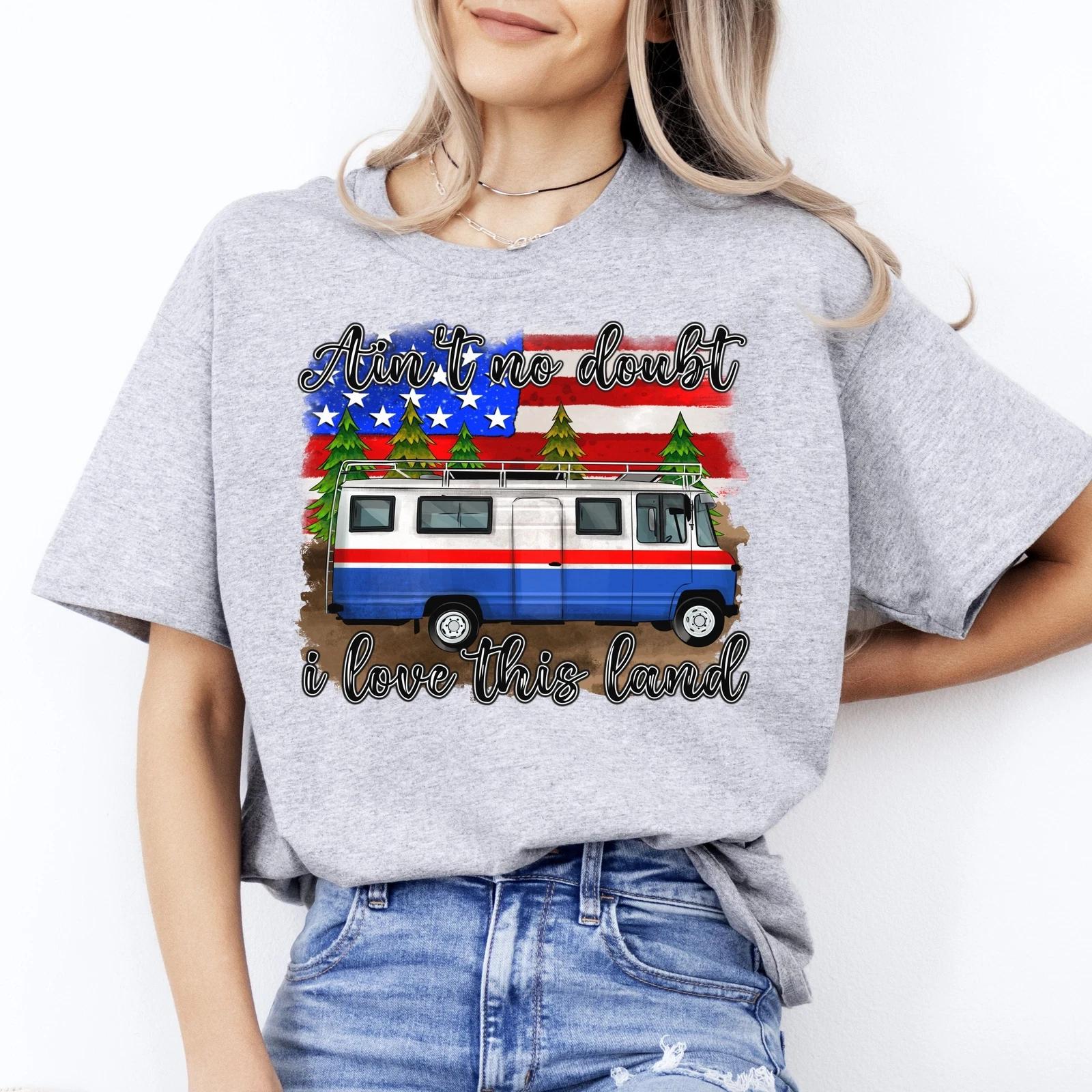 Aint no doubt i love this land T-Shirt American flag patriotic Unisex tee White 4XL