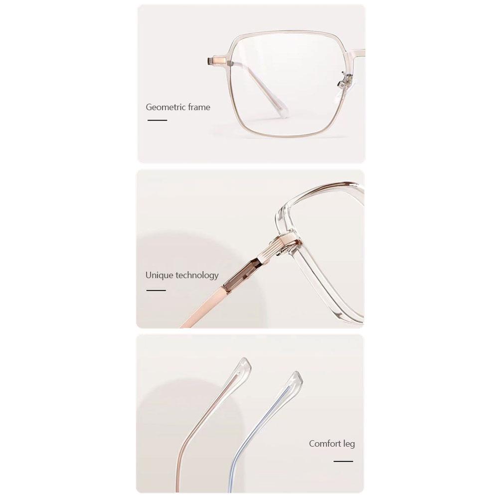 Modische Blaulichtfilter-Brille mit quadratischem Rahmen, leicht, bequem, transparent für Damen