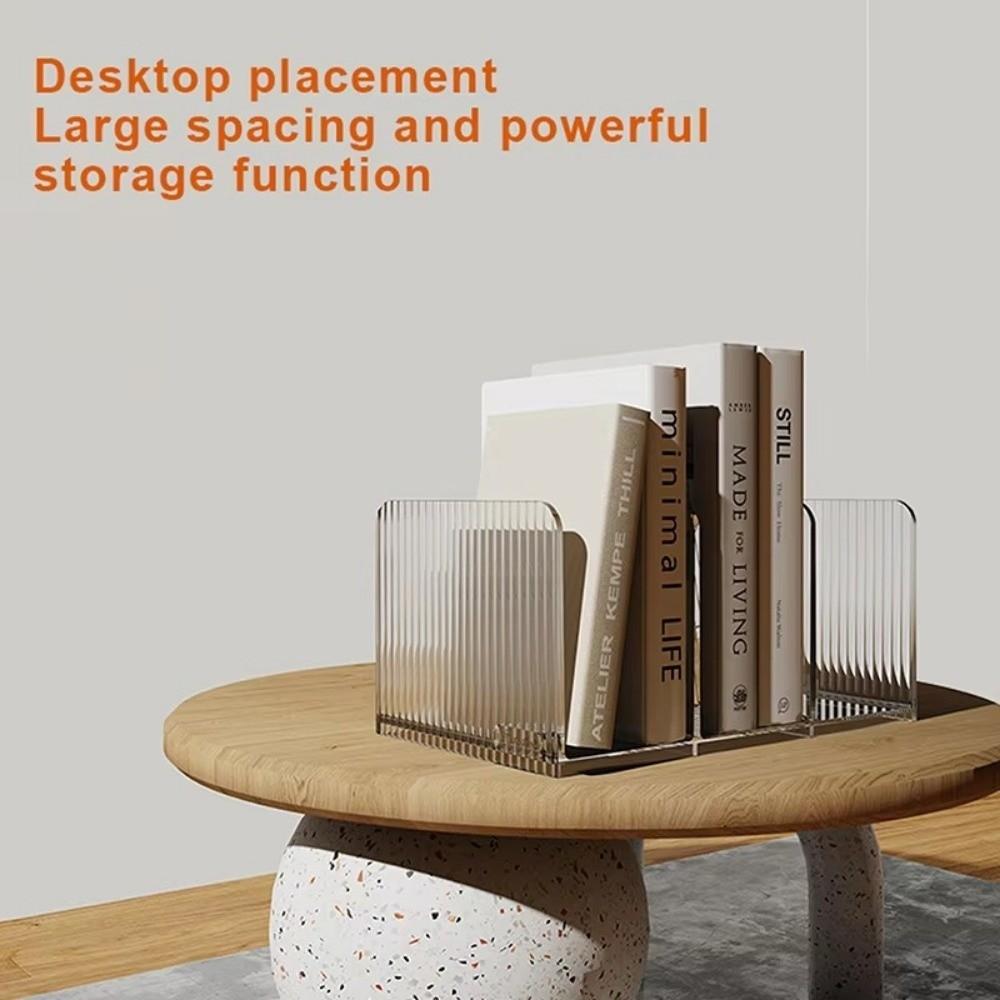 2025 Transparent Bookends Stand PET Bookend Storage Rack Book Holder Desktop Decorative