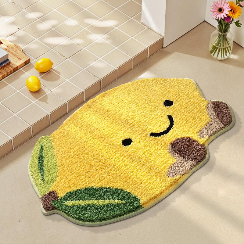 2026 Simple Fruit Bathroom Floor Mat Toilet Semicircular Absorbent Carpet Toilet Non-slip Mat Door Mat
