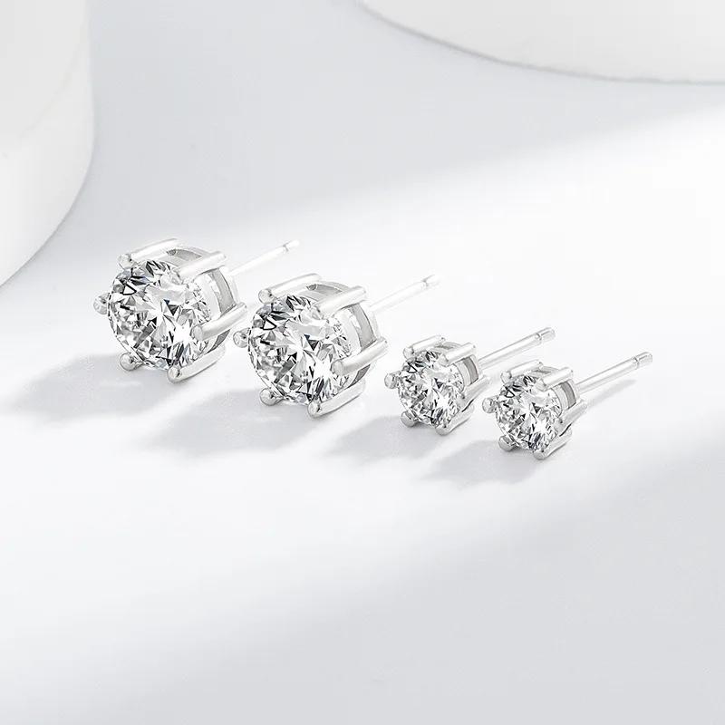 5-9MM Moissanite Earring 925 Silver Plated with White Gold Stud Earrings For Women Jewelry