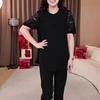 Summer Lace Rhinestone Mid-Sleeve Slimming Shirt - Plus Size Women's Casual Wear