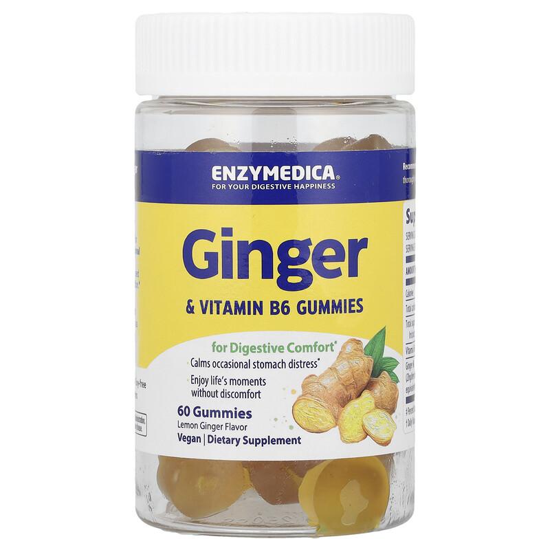 Ginger & Vitamin B6 Gummies, Lemon Ginger, 60 Gummies