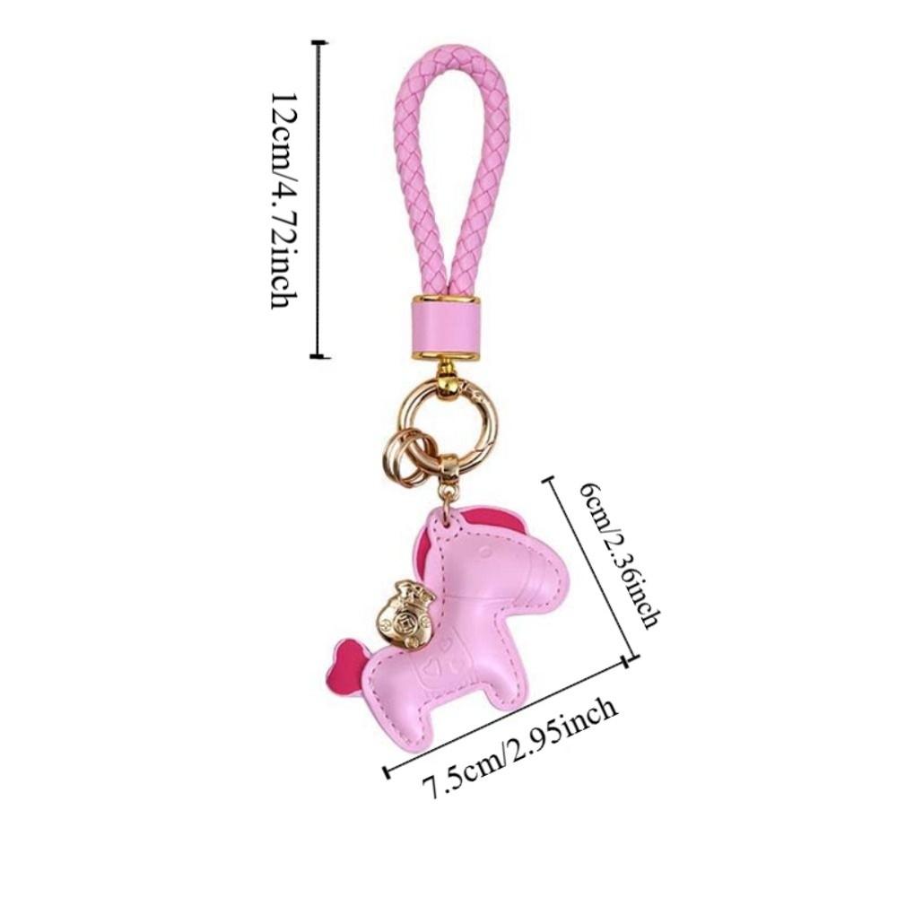 Candy Color Pony PU Keychain Cute Design Horse PU Pendants Zodiac Pony PU Doll  New Year Gift