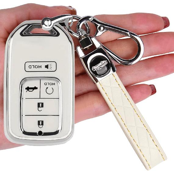 Key Fob Cover - Soft TPU Holder for Accord Civic CRV Pilot Odyssey Smart Key Keyless Remote Black