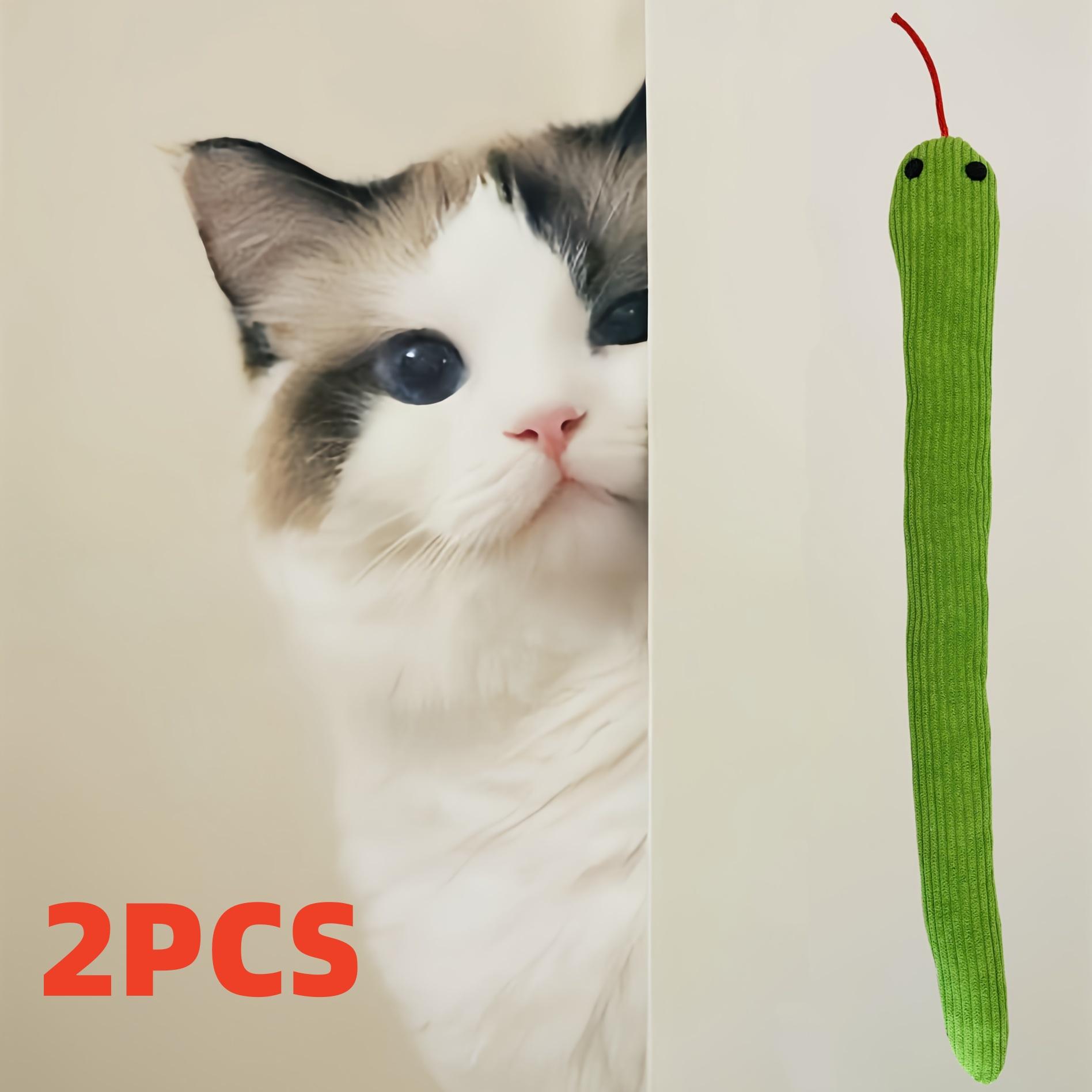 2-Pack Cat Toys Snake Self-Entertaining Boredom-Relief Bite-Resistant Cat Toy Crinkle Paper Green Snake Teaser Wand Kitten Pet Cat Chew Toy Essential
