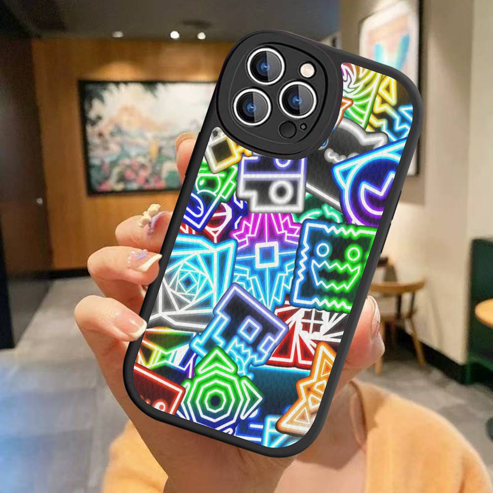 

Game Geometry Dash Phone Case For IPhone 11 12 13 14 15 16 Pro Max Plus Leather Cover iphone 13