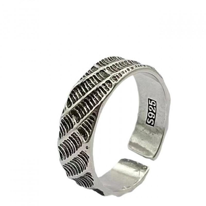 Handmade Minimalist Vintage Adjustable Ring Men Women Sterling Geometric Design Unisex Fashion Band