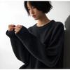 Blues Moment Wool Blend Korean Casual Loose Round Neck Sweater