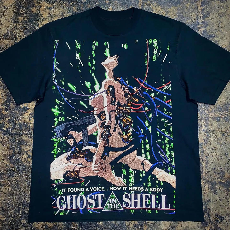 Ghost In The Shell Vintage Anime T-shirt Major Motoko Retro Cyberpunk Print Unisex Cotton Loose Short Sleeve Streetwear Tee