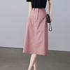 Damen Hoher Taillen A-Linien Midi Rock Einfarbiger Freizeitrock