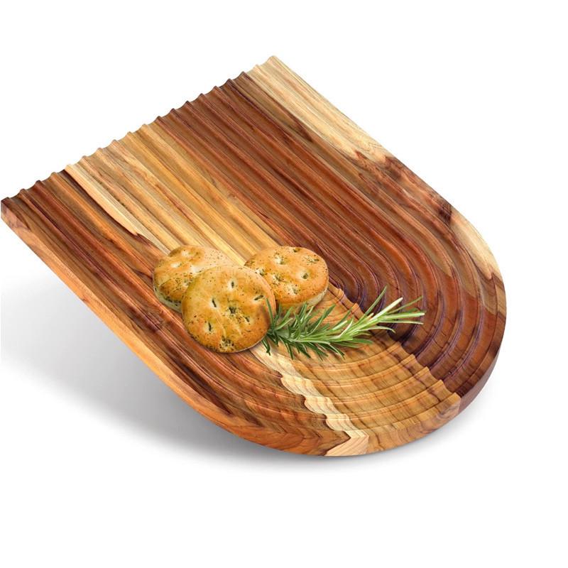 Japanese Beech Wood Ripple Pattern Chopping Board & Tray for Boiling Tea, Cake, Bread, and Creative Decor.