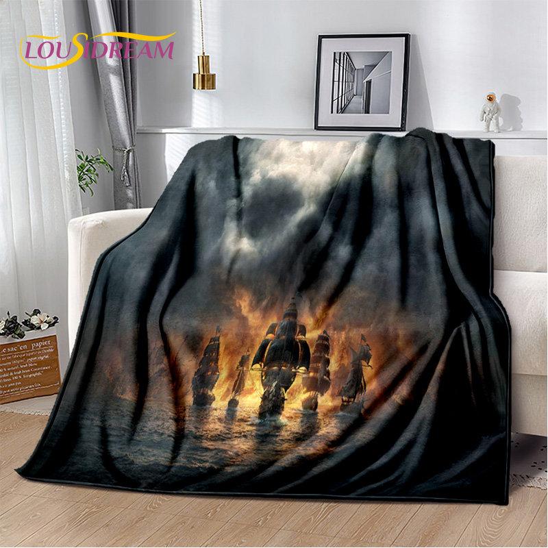 A Pirate Boat,Barque,Boat Ship Monster Soft Plush Blanket,Flannel Blanket Throw Blanket for Living Room Bedroom Bed Sofa Picnic