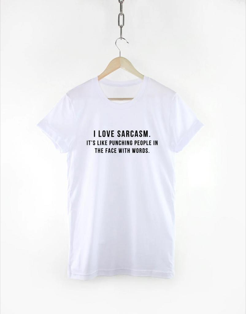 I Love Sarcasm Tshirt Mens Tracksuit Cotton Shortsleeved Tops Crew Neck Pullover Casual Sportswear Harajuku Retro Streetwear