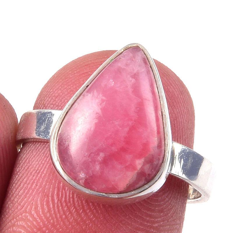 

Natural Rhodochrosite Gemstone 925 Solid Sterling Silver Jewelry Ring S.6.5 L9d91