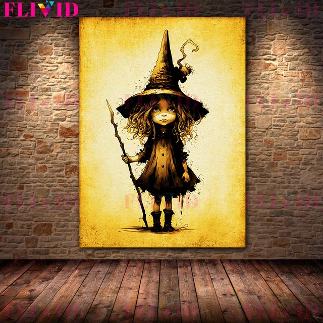 Rural Witches and Wizards Retro Wall Art Oil Painting Black Magic and Wizardry Fantasy Art Poster