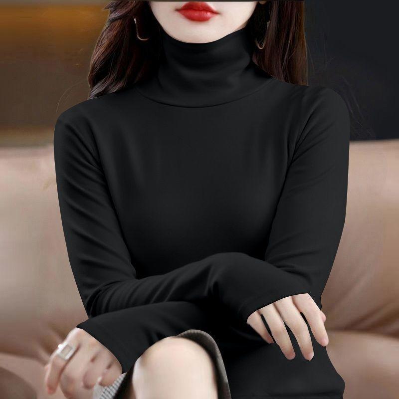 

Women s Trendy Bottoming Shirt, High-neck All-match Blouse, Western Style, German Velvet Slimming T-shirt, Long-sleeved Slim Fashion Blouse M