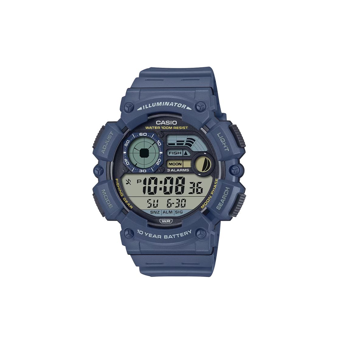 Casio 100M Waterproof Quartz Movement Resin Strap Watch Men watches Blue WS-1500H-2AV Dark Blue Strap