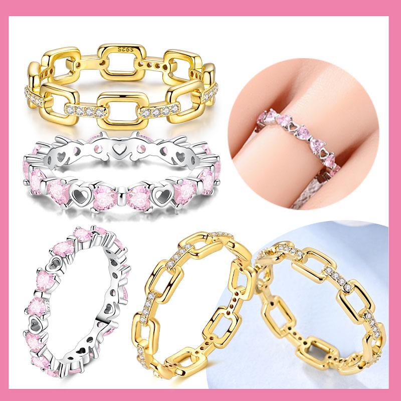 Rings 100 copper Pink Heart Zircon Womens Anniversary Gift Engagement Rings for Women Mens Jewellery High Quality