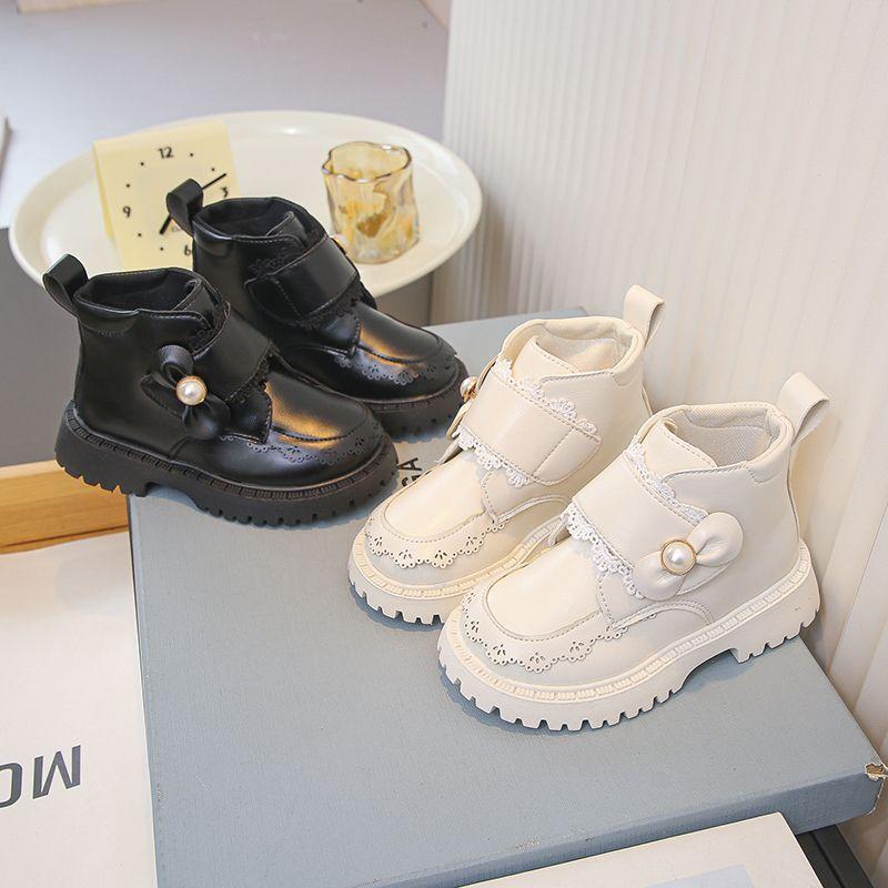 Children's Fashionable Ankle Boots for Autumn and Winter, Sweet Fleece Soft-soled Leather Boots for Girls