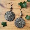 Vintage Ethnic Engraved Disc Shield Drop Earrings for Women Men Nordic Viking Tribal Warriors Dangle Earrings Aesthetic Jewelry