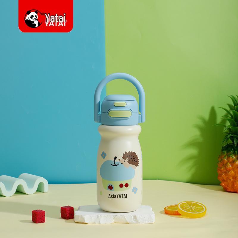 Cartoon Cute Children's Insulated 316 Stainless Steel Dual-Drink Cup with Handles and Pop-up Straw