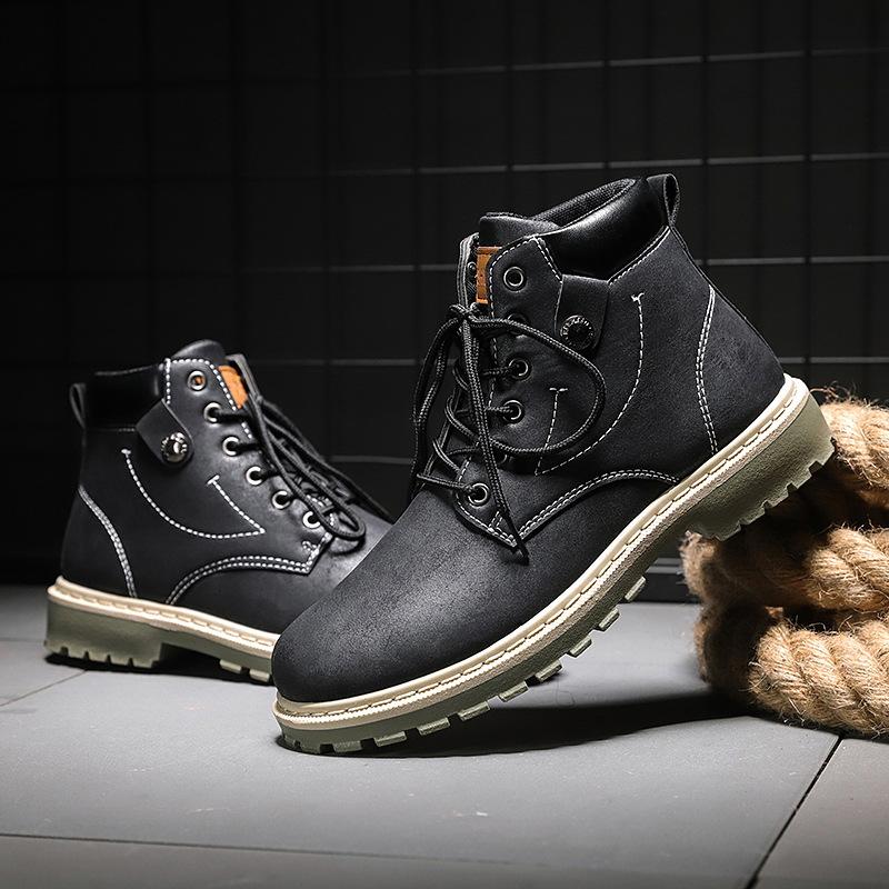 Men's Winter Leather Men Waterproof Rubber Snow Boots Leisure Motorcycle Boots England Retro Shoes for Men 2024 New