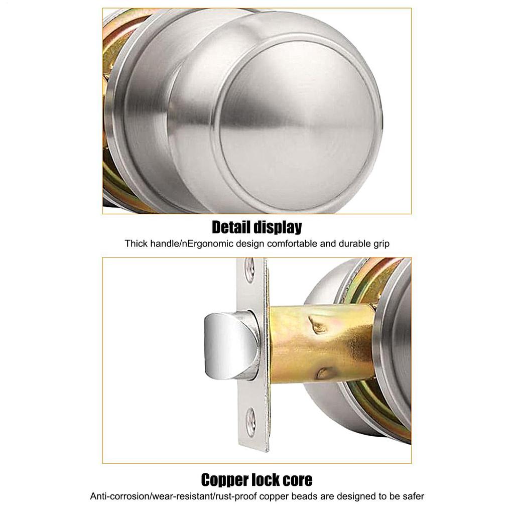Front Door Lock Set Entrance Door Handle Keyless Knob Replacement Set With Screw And Latch Plate For House Apartment School