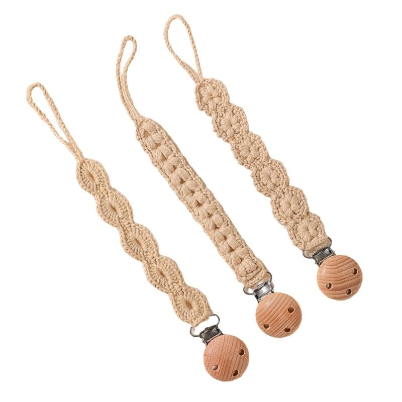 3pcs Newborns Dummy Chain Baby Soother Chain Pacifier Holder Woven Dummy Clip Toddlers Infant Pacifier Strap Baby Supply