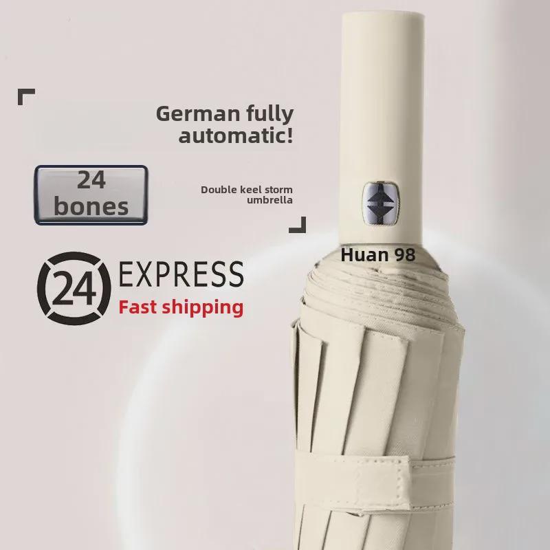 Automatischer 12-Speichen-Großschirm für Damen und Herren - Doppelte Nutzung, verstärkt für sonnige und regnerische Tage, geeignet für Studenten