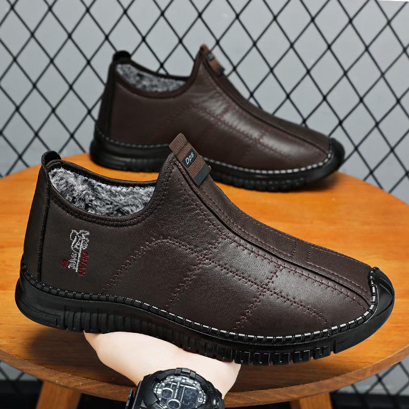 Men's Shoes Winter Cotton Boots New Velvet Thickened Warm Medium and Old Non-slip One-pedal Casual Shoes